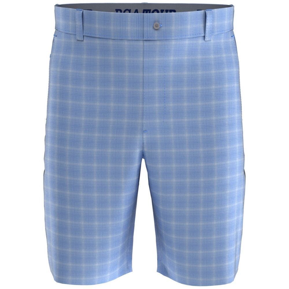 PGA Tour Men S Plaid Print Golf Shorts Blue Size 42